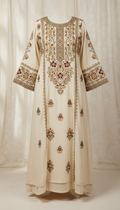 Antique gold embroidered lawn ensemble