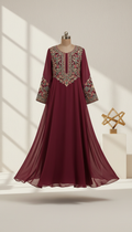 Orchid maroon chiffon pret outfit
