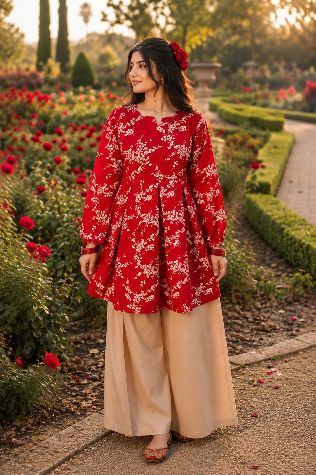 GULNAR | Floral Frock With Plazo