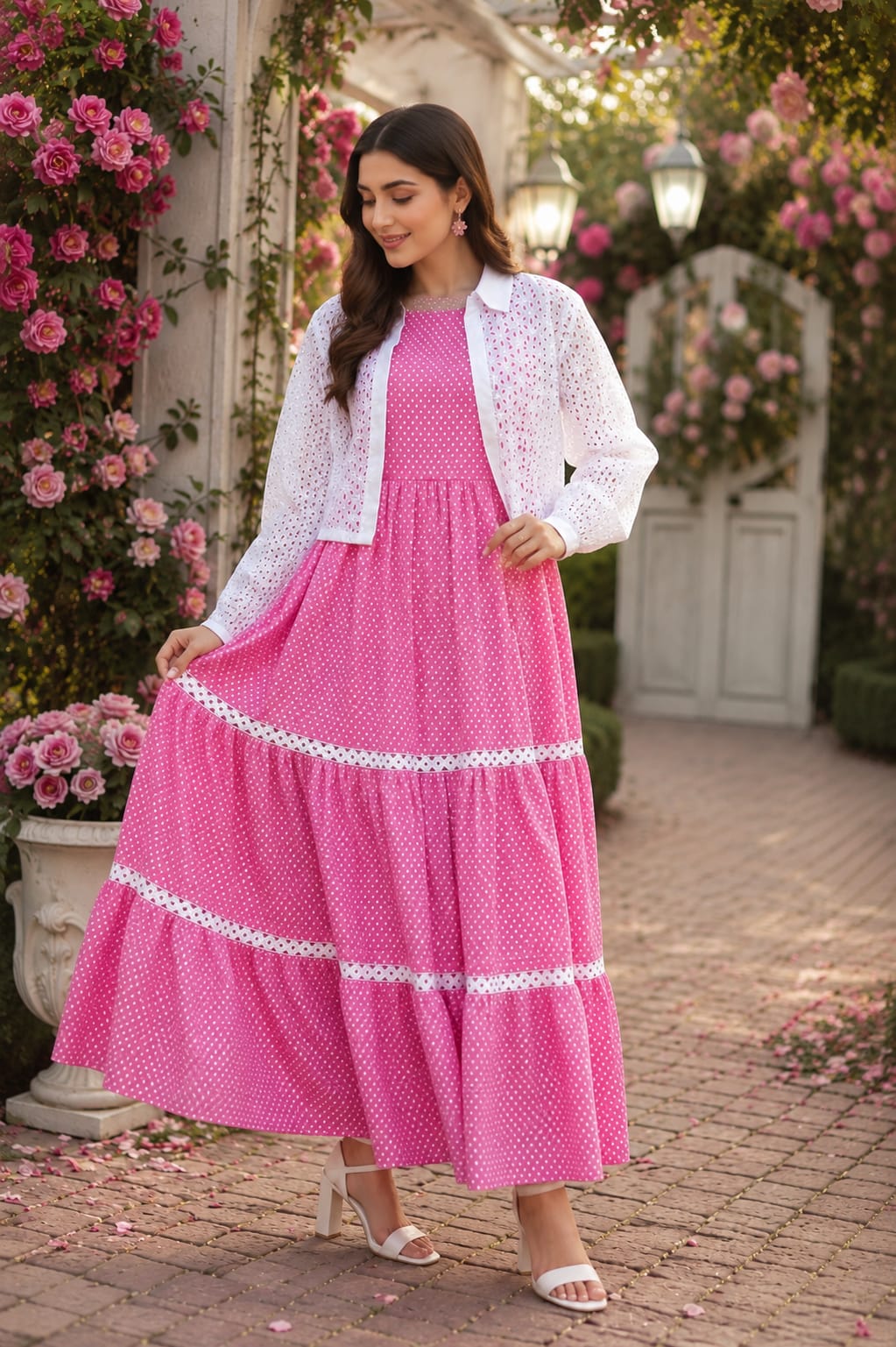 Long Frock with Chikankari Jacket