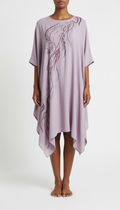 Lavender mist asymmetrical tunic with signature embroidery