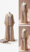 Golden Veil Embellished Three-Piece Set